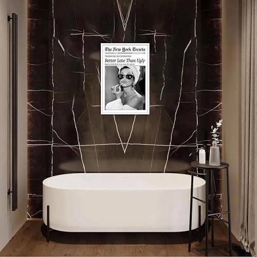 Beshdomp Vintage Better Late Than Ugly Newspaper Posters Black And White Canvas Wall Art Magazine Headline Preppy Prints Painting For Bathroom Home Bedroom Dorm Wall Decor 8x10in Unframed thumbnail 6
