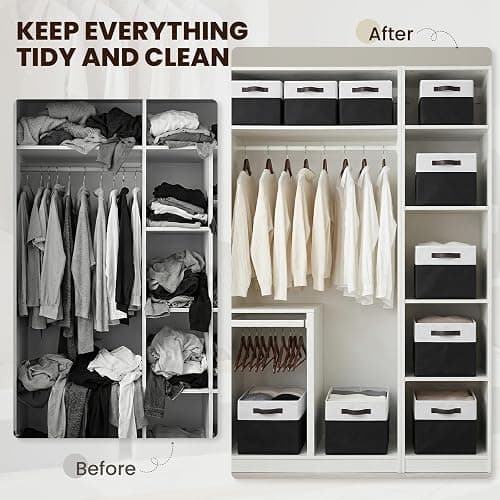 Criusia Large Storage Bins for Shelves 4 Pack, Closet Storage Baskets for Clothes Blanket Beddings Towels, Collapsible Fabric Closet Organizer Bins with Handles/ Laundry Room Organization thumbnail 6