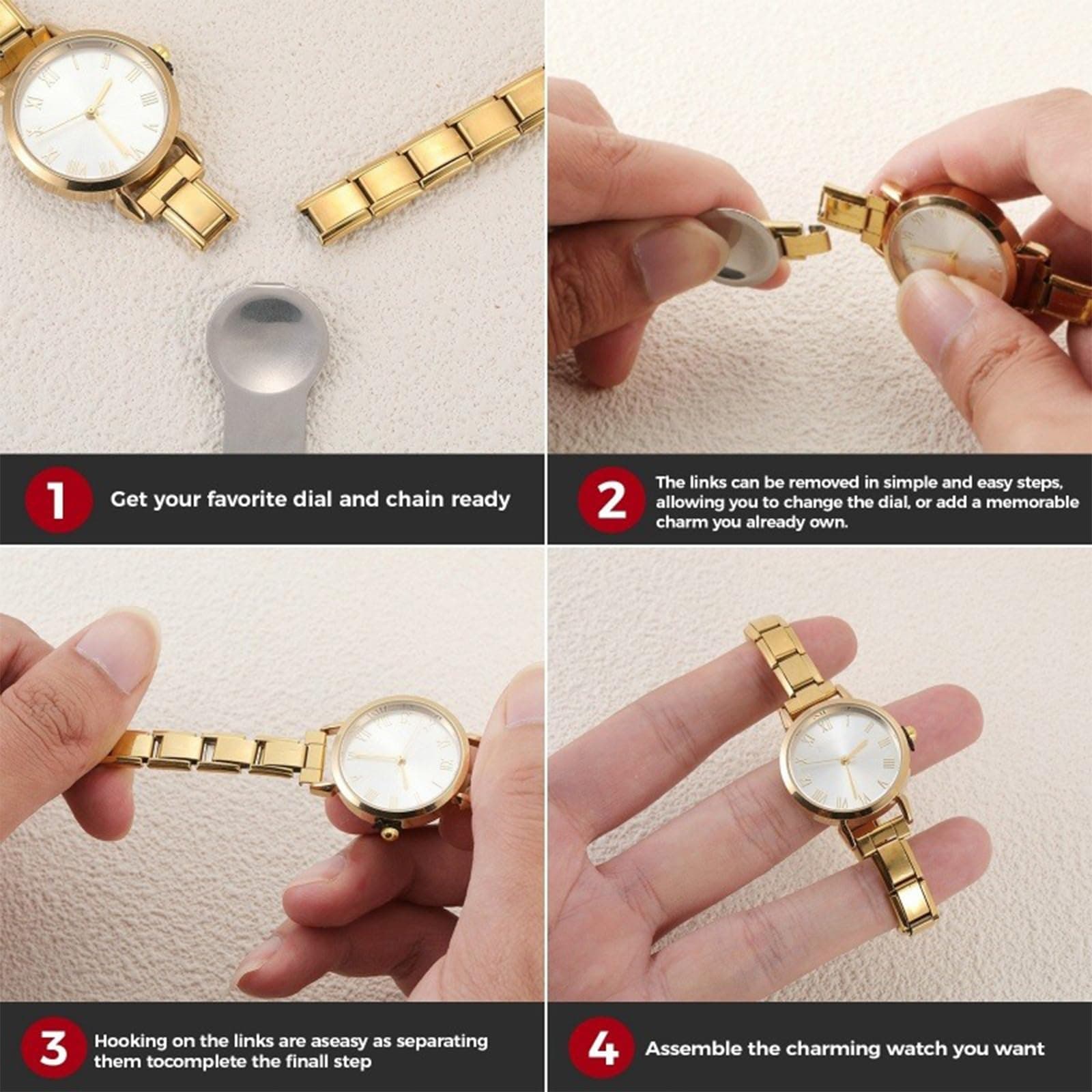papasgix Italian Charm Bracelet Watches for women men Watch Charm Bracelet Band Star Watch Italian Charms Gold Silver Watches Compatible with 9MM Italian Bracelets Charms thumbnail 2