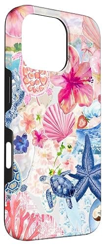 European Summer Preppy Collage Hibiscus And Turtle Case for iPhone 16 Pro - iPhone 16 Pro thumbnail 3
