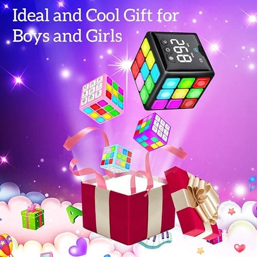 Xinbeiya Rechargeable Handheld Cube with Games - 15 Fun Brain & Memory Games with Score Screen for Kids Teens - Christmas Easter Birthday Gifts for Boys Girls Ages 6-12+ Years Old (Black) thumbnail 8