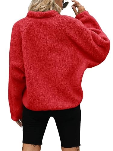 Yanekop Womens Fleece Jacket Fuzzy Long Sleeve Short Winter Coats Button Down Sherpa Jacket Outerwear with Pockets thumbnail 4