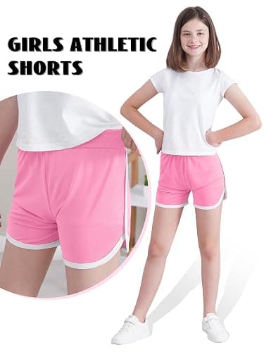 Aikuco 4 Packs Girls Athletic Shorts Toddler Soccer Running Active Dolphin Dry-Fit Kids Gym Workout Performance Shorts thumbnail 6