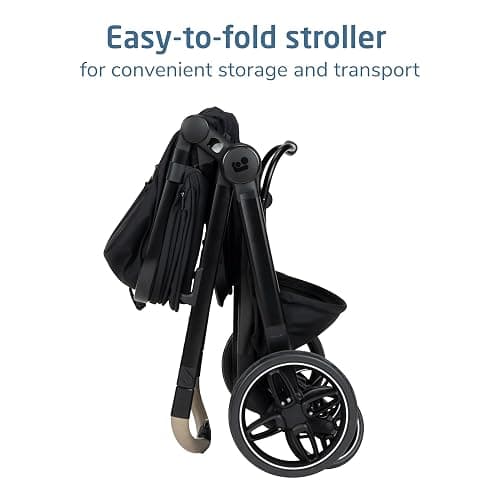 Maxi-Cosi Zelia Pro 5-in-1 Travel System with Mico Pro Infant Car Seat, Baby Stroller Combo, Reversible Seat, Large Wheels, Adjustable Handle, Newborn to Toddler, Lightweight, Caspian Caviar thumbnail 11