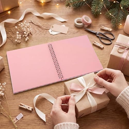 8 x 8in Pink Scrapbook Album, 60 Pages Striped Creative DIY Photo Album | Pink Memory Photo Book, Scrapbook Cute for Pictures Stickers, Travel, Wedding, Craft Parties, Baby, Birthday Dinners & Gift thumbnail 7
