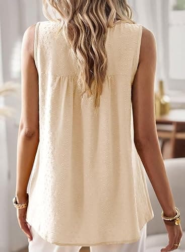 Falechay Womens Summer Tops Boho Shirts Crewneck Sleeveless Tank Tops Flowy Lace Hem Casual Blouses Clothing Trendy 2026 thumbnail 3