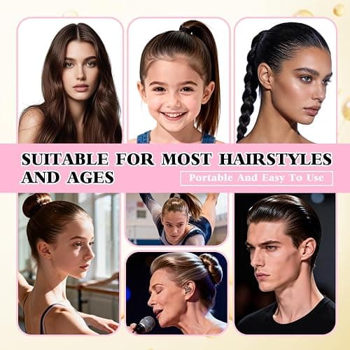 Soodyoow 75g Hair Wax Stick & Slick Back Hair Brush, Non Greasy Anti Frizz Hair Styling Kit for Taming Flyaways, Smoothing Frizz, Sleek Ponytails, Styling Accessories for Women, Girls, Pink thumbnail 7