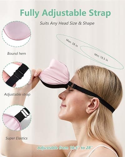 BeeVines 100% Real Mulberry Silk 2 Pack Sleep Mask, Natural Pure Silk Eye Masks with Adjustable Strap for Sleeping, Block Light Eye Sleep Shade Cover, Reduces Puffy Eyes Traveling Gifts thumbnail 5