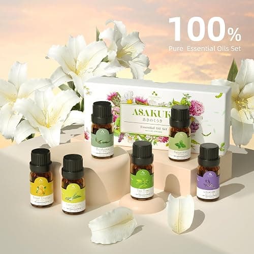 ASAKUKI 300ML Aroma Diffuser mit 6 * 10ML Ätherische Öle Set, Ätherische Öl Diffusor,Ultraschall-Luftbefeuchter für Home Office, 15 Farbe LED mit 4 Timer Einstellung thumbnail 2