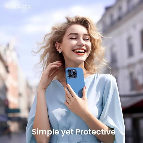 ORNARTO Compatible with iPhone 15 Pro Max Case 6.7", Slim Liquid Silicone 3 Layers Soft Gel Rubber Shockproof Protective Phone Case with Anti-Scratch Microfiber Lining-Blue thumbnail 6
