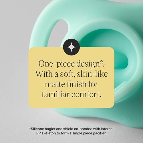 Tommee Tippee Ultra-Light StayPut Pacifier, One-Piece Silicone Design, 6-18m, 4 Pack thumbnail 6