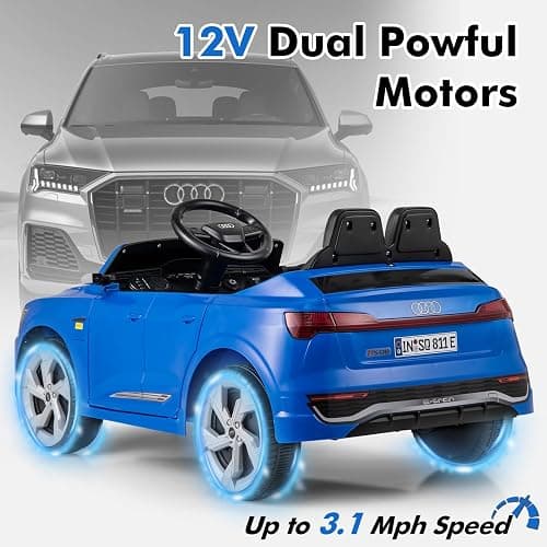 Licensed Audi SQ8 Ride on Car by INFANS, Battery Powered Electric Vehicle for with Remote Control, Adjustable Music, LED Lights, Suspension, Driving Toy Gift for Kids Toddler Age 3+ (Blue) thumbnail 4