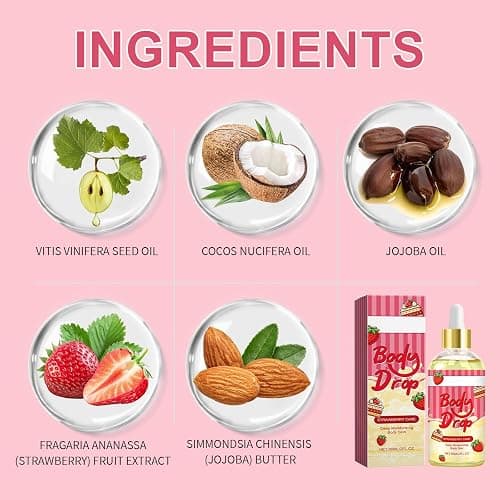 BlueBouff Body Juice Oil Strawberry Shortcake, Strawberry Pound Cake Body Oil Scented, Hydrating and Moisturizing for All Skin Types(60ML/2PCS) thumbnail 3
