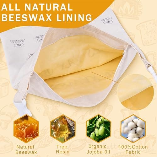 2-Pack Reusable Beeswax Bread Bags for Sourdough & Homemade Bread，Cotton Waxed Bags Keeps Fresh Longer(Navy Bloom) thumbnail 6