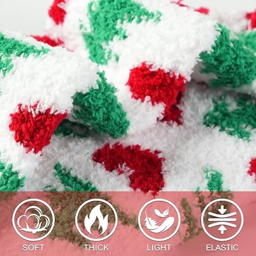ZhiNuSi Fuzzy Socks for Women Cozy Warm Fluffy Winter Christmas Gifts Slipper Plush Soft Spa Socks 5 Pairs thumbnail 5