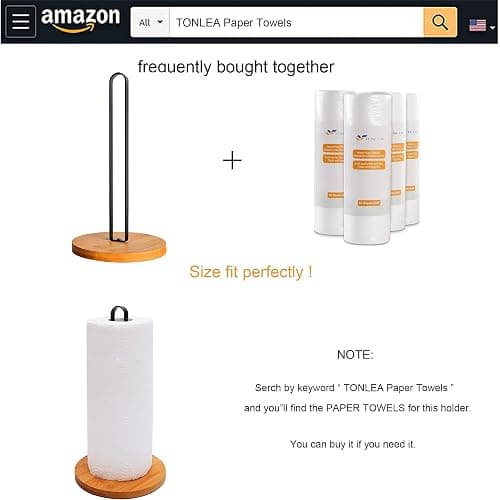 TONLEA Wooden Paper Towel Holder Countertop, Kitchen-Towel-Holder FreeStanding with Non-Slip Base for Bathroom thumbnail 4