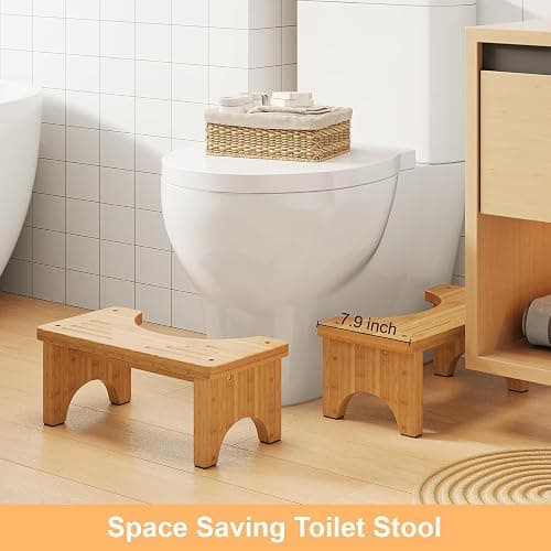 Uaniar Bamboo Toilet Stool, Wooden Squatting Potty Stool for Adults, 7 Inch Toilet Stool Squat Adult, Non-Slip Wood Poop Stool for Bathroom, Portable Toilet Foot Pooping Steps for Kids thumbnail 3