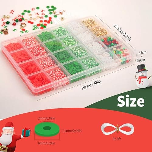 2294pcs Clay Beads for Bracelets - 5 Color Red Green Heishi Polymer Clay Beads for Jewelry Making Supplies - Charm, Friendship Bracelet Making Kit for Christmas Day thumbnail 3