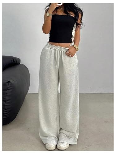 SOLY HUX Girl's Casual Sweatpants Drawstring Elastic Joggers Low Rise Wide Leg Baggy Long Pants with Pockets thumbnail 5