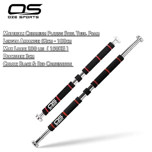 OZE SPORTS Exercise Door Gym Pull Up Chin ups bar with Padded Grip - Fitness Home Workout Training Fully Adjustable 62-100cm Heavy Dut, BLACK thumbnail 4
