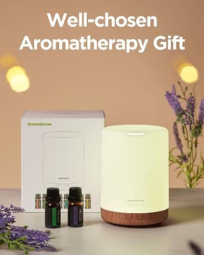 InnoGear Aromatherapy Diffuser & 8 Essential Oils Set, 300ml Premium 5-in-1 Ultrasonic Essential Oil Diffusers Scent Humidifier Aroma Diffuser Vaporizer Auto-Off Timer for Room Office Home, Yellow thumbnail 7