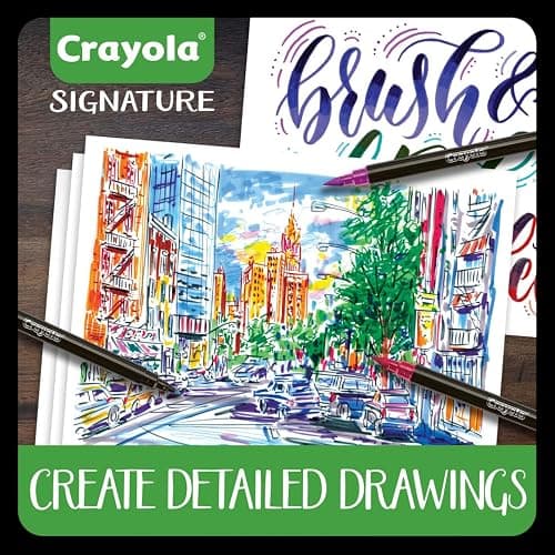 Crayola Brush & Detail Dual Tip Marker Set, 16 Markers, 32 Colors, Adult Coloring Markers, Gifts for Teens & Adults thumbnail 6
