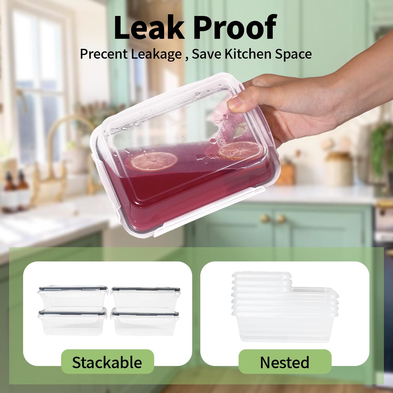 34 Pack Airtight Food Storage Containers Set, BPA free Meal Prep Containers & Lunch Boxes, Freezer Containers, Fridge & Kitchen Organizer with Snap Lock Leak-proof Lids thumbnail 4