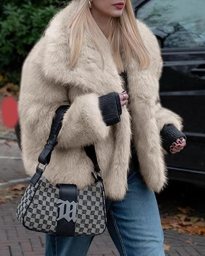 Cicy Bell Womens Faux Fur Coat Winter Shaggy Casual Oversized Lapel Jackets Warm Fuzzy Outerwear thumbnail 3