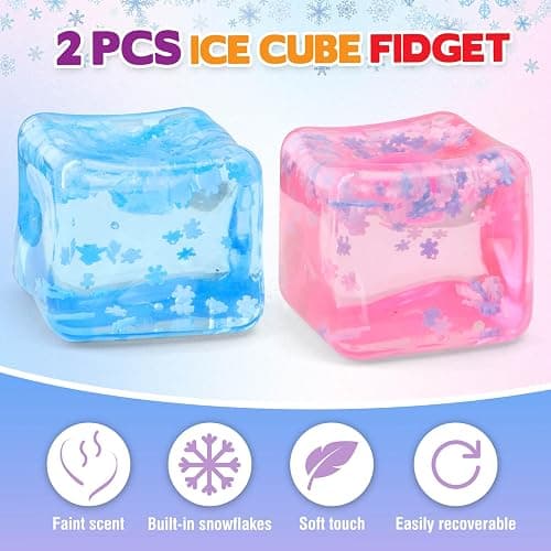 Chridark Ice Cube Fidget Toy for All Ages: 2 Pack Sensory Squishy Fidget Toys, Square Stress Balls, Classroom Prizes, Anxiety Relief Stress Cube Gift for Kids Teens Adults thumbnail 3