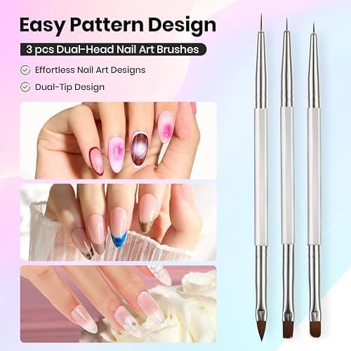 Beetles Nail Art Brushes 31pcs and Blooming Gel Set Clear UV LED Aura Nails Gel Polish for Spreading Effect Marble Natural Stone Watercolor Floral Print Soak Off Dotting Tools, Nail Art Pens thumbnail 6