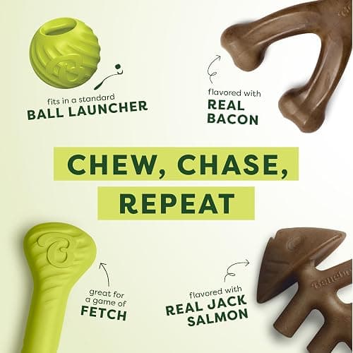 Benebone 4-Pack Ball/Bone/Bacon Wishbone/Fishbone Medium thumbnail 2