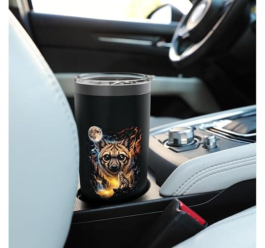 Mystical Aardwolf Howling Full Moon Wildlife Art Stainless Steel Insulated Tumbler thumbnail 2