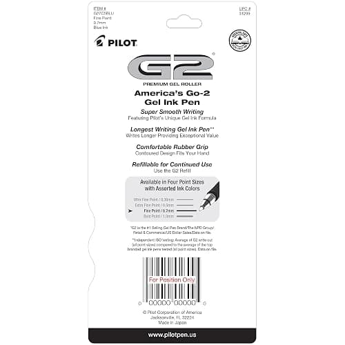Pilot G2 Premium Gel Roller Pens, Fine Point 0.7 mm, Blue Ink Pens Fine Point, Pack of 5 - Ideal for School, Journaling, and Office Writing thumbnail 3