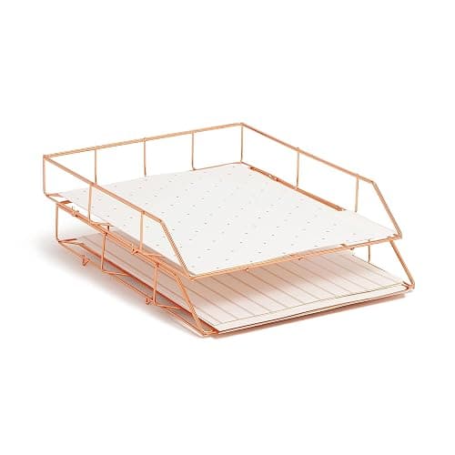 U Brands Desktop Fashion Filing Set, Desktop Organizer, Rose Gold Wire Metal, 10 Piece Office Gift Set (2104U00-01) thumbnail 5