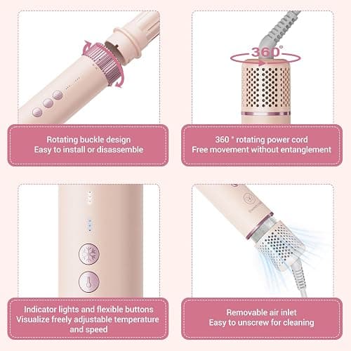 6 in 1 Air Styler, 1400W High Speed Ionic Hair Dryer with Auto-Wrap Curlers, Blow Dryer Oval Brush & Straightener Brush, No Heat Damage Hair Styler for Fast Drying,Curling, Smoothing & Volume thumbnail 7
