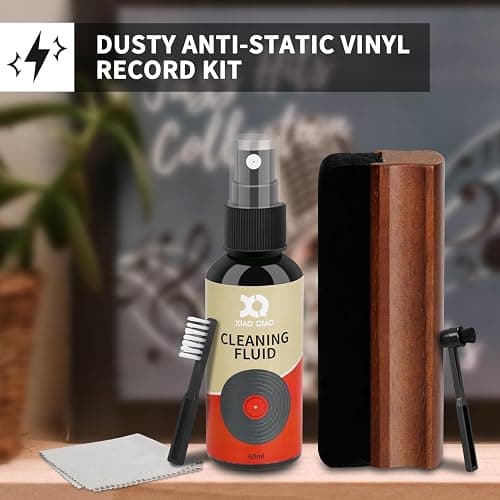 Vinyl Record Cleaner Kit - 6-in-1 Vinyl Records Cleaning Kit Includes Soft Velvet Record Brush, Cleaning Liquid, Stylus Brush, Cleaning Brush, Cleaning Cloth and Storage Bag thumbnail 6