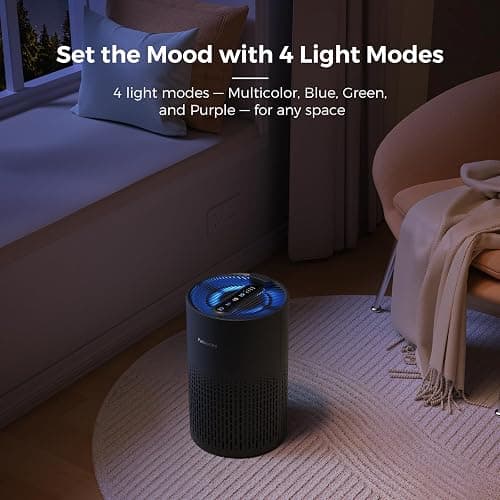 Purivortex Air Purifiers for Home, Quiet HEPA Air Filter for Pollen, Smoke, Dust, Pet Dander, Odor, Hair, Covers Up to 880 Sq Ft (Model: AC400 Black with Fragrance Sponge) thumbnail 7