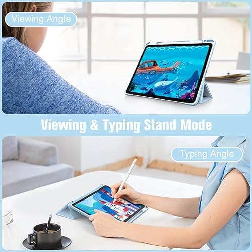 Fintie Hybrid Slim Case for iPad Air 11-inch M3 (2025) / M2 (2024), iPad Air 5th (2022) / 4th Generation (2020) 10.9 Inch - Shockproof Cover with Clear Back Shell & Pencil Holder, Sky Blue thumbnail 4