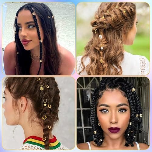 Lucomb 259 Pcs Hair Jewelry, Hair Accessories for Braids Silver Loc Jewelry for Hairs Dreadlocks Braid Jewelrys Hairs Cuffs Clips Dreadlock Accessories for Women's Loc Charms Rings Decoration thumbnail 5