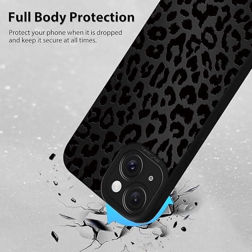 Cinysnt Cute Black Cheetah Print Phone Case for iPhone 15 6.1" | Aesthetic Leopard Pattern Design Cover Full Camera Lens Protective Shockproof Soft Slim TPU Funda for Men Women Girls thumbnail 3