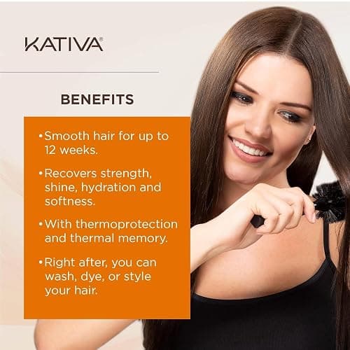 Kativa Brazilian Keratin Straightening Treatment with Hyaluronic Acid and Premium Serum – 12 Weeks Formaldehyde-Free Smoothing Treatment. All Hair Types. thumbnail 8