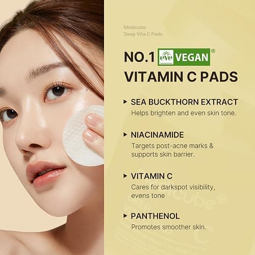 Medicube Deep Vita C Facial Toner Pads for Uneven Skin Tone, 500,000PPM of Vitamin Water & 3 Types of Vitamin, Hydrating & Resurfacing (70 sheets) thumbnail 3
