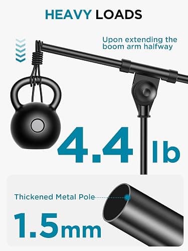 InnoGear Adjustable Desk Microphone Stand, 2 Pack Weighted Base with Soft Grip Twist Clutch, Boom Arm, 3/8"-5/8" Screw Adapter for Blue Yeti and Blue Snowball, Kick Drums, Guitar Amps, Black thumbnail 4