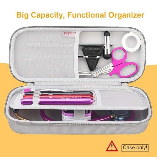 BOVKE Stethoscope Case for 3M Littmann Classic III Monitoring, Lightweight II S.E, Cardiology IV Diagnostic, MDF Acoustica Stethoscopes, Extra Room for Nurse Essentials and Medical Supplies, Gray thumbnail 3