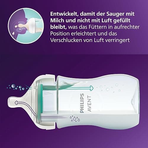 Philips AVENT Babyflaschen mit AirFree Ventil, Geschenkset für Neugeborene – 4 Babyflaschen, ultra soft Schnuller und Flaschenbürste, Babys von 0–12 Monaten und älter (Modell SCD657/11) thumbnail 5