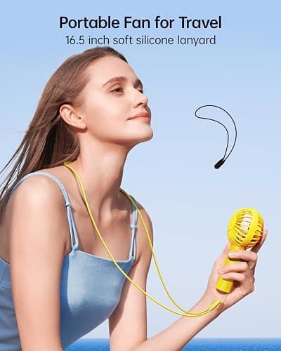 SWEETFULL Mini Portable Fan - Rechargeable Handheld Fan, 3 Speeds Personal Small Hand Gifts for Travel Essentials, Lash, Makeup, Eyelash, Kids, Girls, Women - USB, Cute Design Yellow thumbnail 6