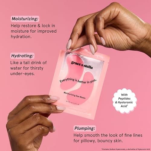 grace & stella Award Winning Under Eye Mask - Reduce Dark Circles, Puffy Eyes, Undereye Bags, Wrinkles - Gel Under Eye Patches - Small Birthday Gifts - Vegan Cruelty-Free (Pink, 6 Pairs) | Reduce Dark Circles, Undereye Bags, Wrinkles - Gel Under Eye Mask- Small Birthday Gifts - Vegan Cruelty-Free (Pink, 6 Pairs) thumbnail 3