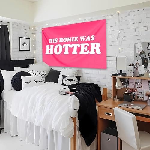His Homie Was Hotter Flag 3x5 Ft Funny Pink Tapestry Durable polyester for Room Teen Girls Indoor Bedroom and College Dorm Wall Banner Flag Decor thumbnail 2