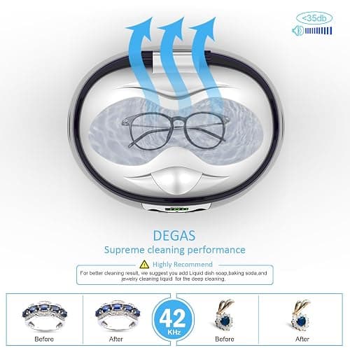 Ukoke UUC06S Ultrasonic Cleaner, Professional Jewelry Cleaner for Eyeglasses, Rings and Watches, 42kHz Portable Sonic Cleaner with 600ml Capacity Stainless Steel Tank thumbnail 4
