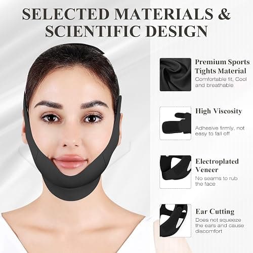 Juskaa Chin Strap for Sleeping,Double Chin Reducer,Adjustable Chin Strap,Jaw Strap,Jawline Shaper,V Line Lifting Mask,Black,M thumbnail 3